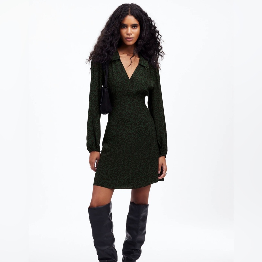 Madewell Black and Green Floral Dress